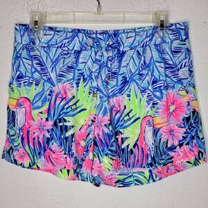 Lilly Pulitzer Katia Shorts Bennet Blue Let's Mango Size XS Flamingo Summer
